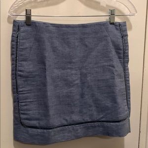 Sandro blue cotton linen mini skirt